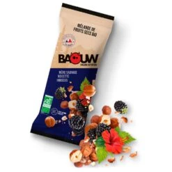 Barre Energétique Baouw Mélange Fruits Secs Bio Mûre Sauvage - Noisette - Hibiscus