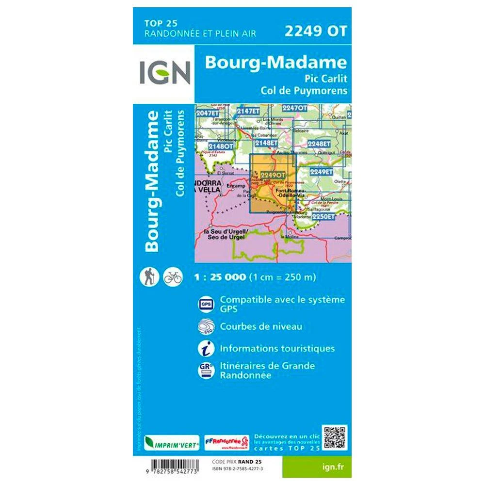 Carte IGN 2249Ot Bourg-Madame/Col Puymorens 4 Carte IGN 2249Ot Bourg-Madame/Col Puymorens – Image 2