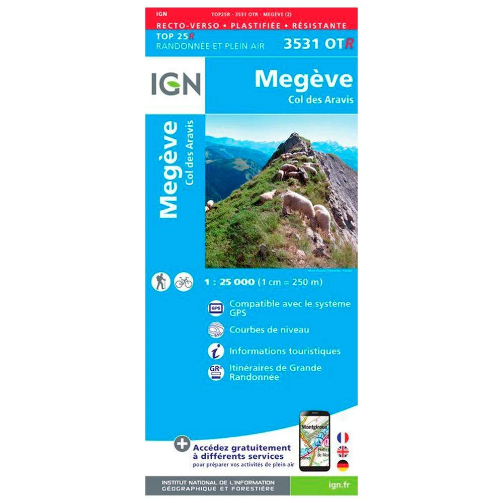 Carte IGN 3531OTR Megève, Col Des Aravis - Résistante 3 Carte IGN 3531OTR Megève, Col Des Aravis - Résistante