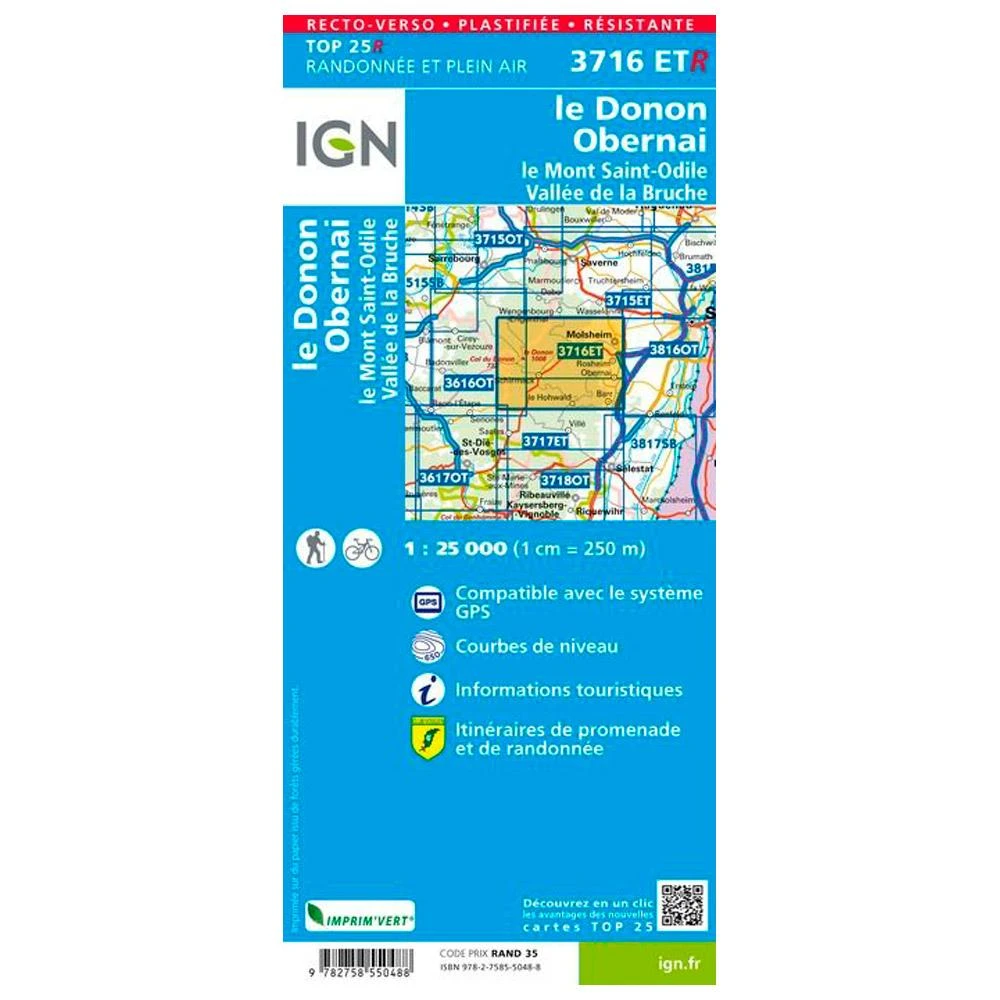 Carte IGN 3716ETR Le Donon, Obernai, Le Mont Sainte-Odile, Vallée De La Bruche - Résistante 4 Carte IGN 3716ETR Le Donon, Obernai, Le Mont Sainte-Odile, Vallée De La Bruche - Résistante – Image 2
