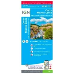 Carte IGN 4250OTR Corte, Monte Cinto, Parc Naturel Régional De Corse - Résistante