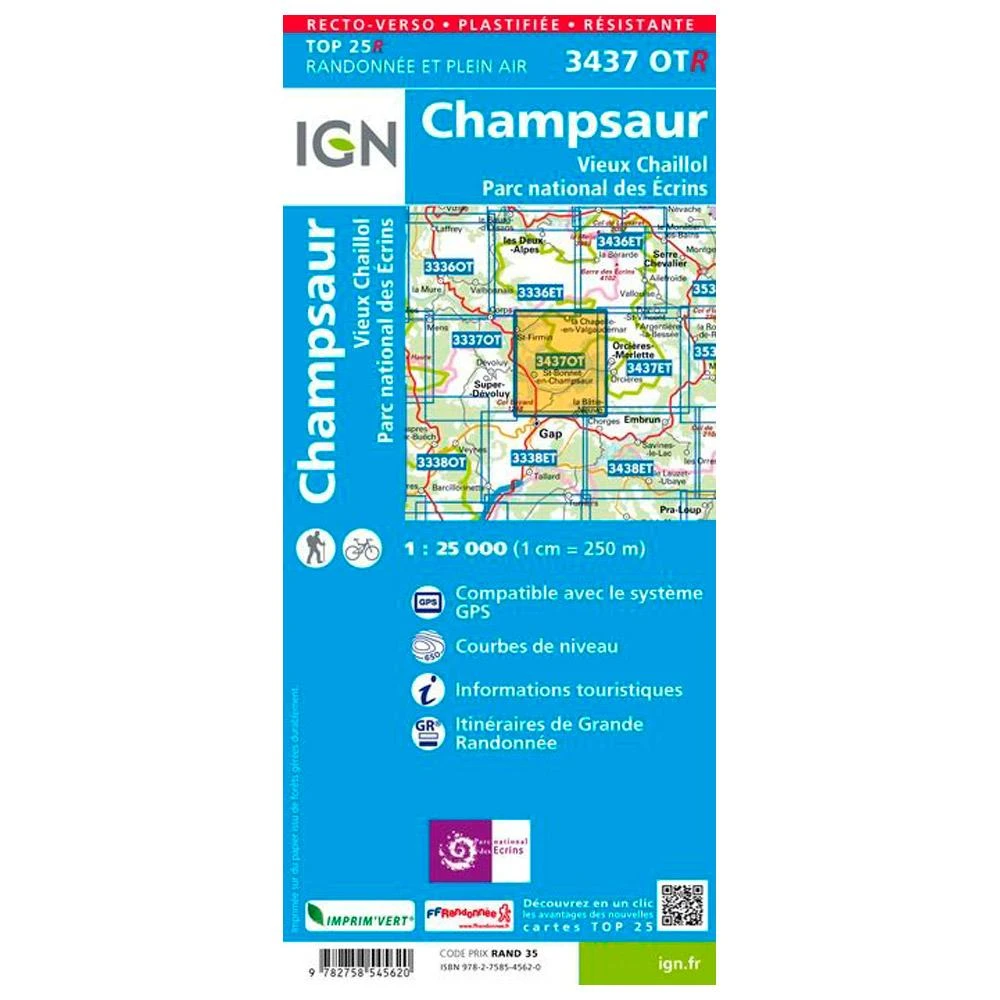 Carte IGN 3437OTR Champsaur, Vieux Chaillol, Parc National Des Ecrins - Résistante 4 Carte IGN 3437OTR Champsaur, Vieux Chaillol, Parc National Des Ecrins - Résistante – Image 2